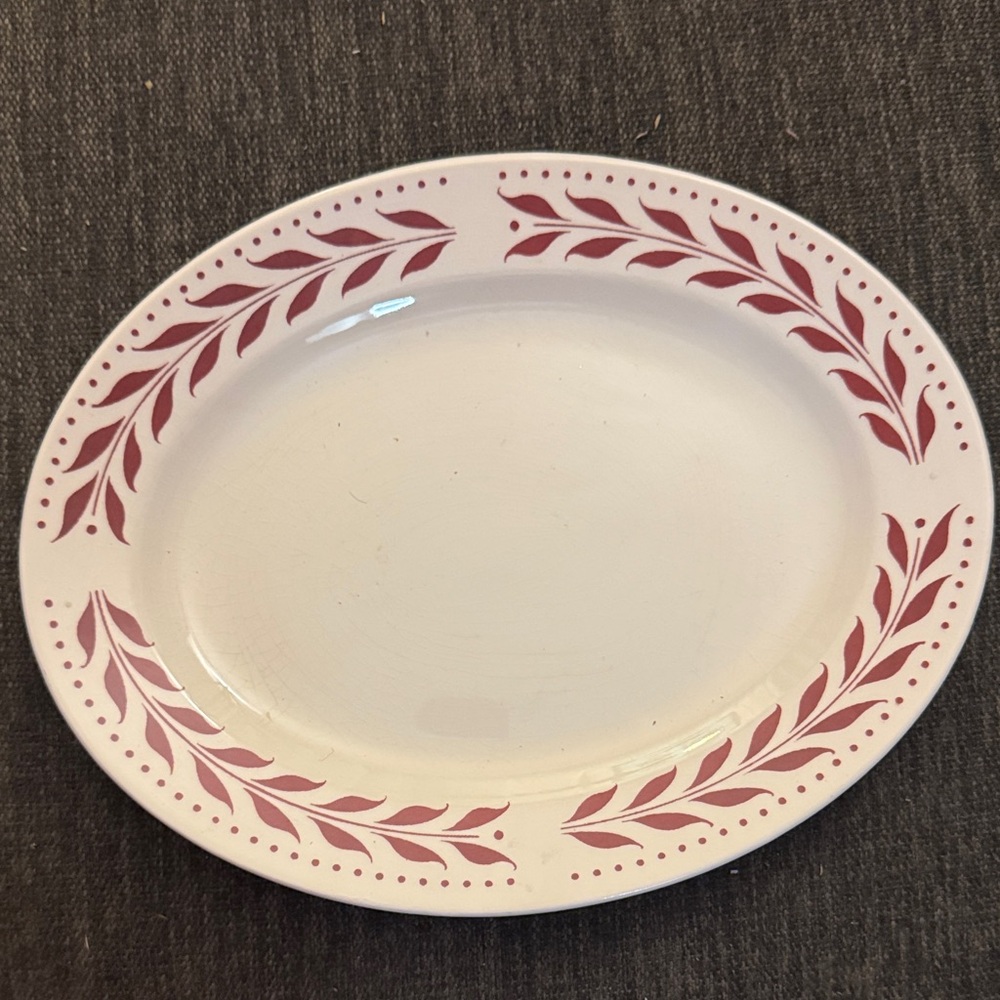 Homer Laughlin Elegant White and Red Oval Platter